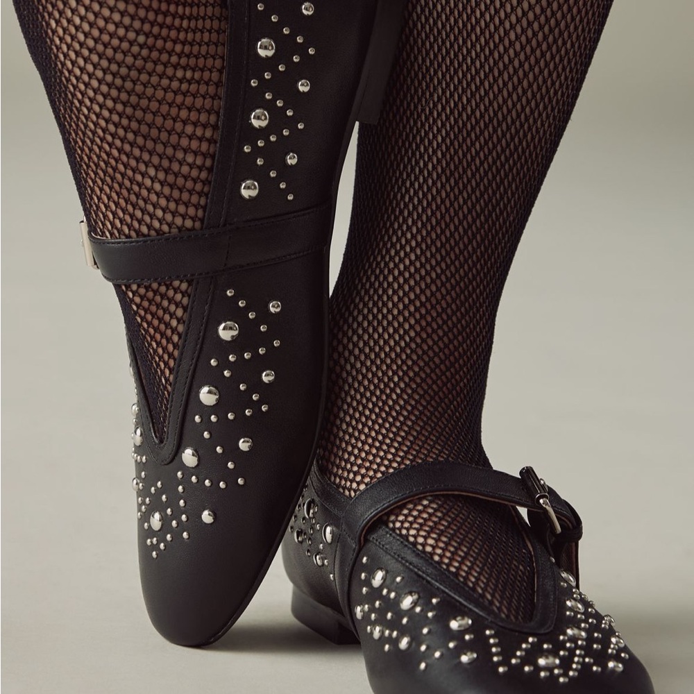 Anthropologie Black Studded Loafers, Bibi Lou, size 38, never worn